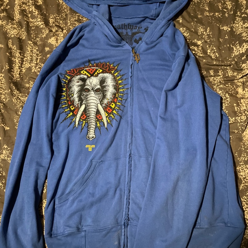 Blue Hoodie with Elephant Graphic
